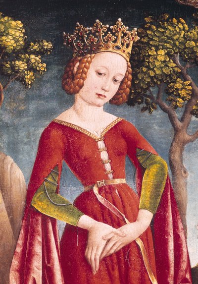 聖ジョージとドラゴン、プリンセスの詳細、1445-50年 作： Jost Haller