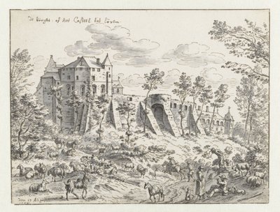 ルーヴェン城、1675年（紙にペンとインク） 作： Josua de Grave