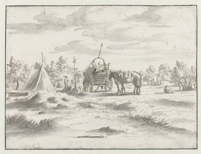 ルーヴェン近郊のヴィレム 3 世軍の野営地の眺め 作： Josua de Grave