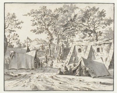 ルーヴェン近郊のウィレム 3 世軍の野営地の眺め 作： Josua de Grave