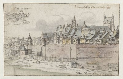 Onze-Lieve-Vrouwekerk を背景にしたマーストリヒトの城壁の眺め 作： Josua de Grave