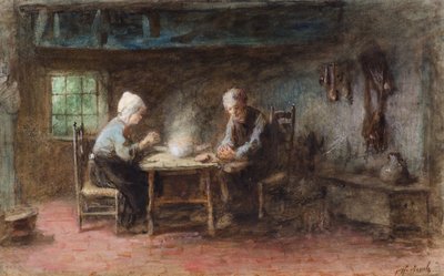 A Frugal Meal（水彩画 作： Jozef  Israels