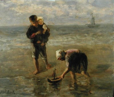 ボートの打ち上げ 作： Jozef  Israels
