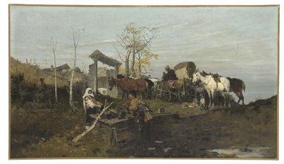 井戸での会話、1877 作： Jozef Brandt