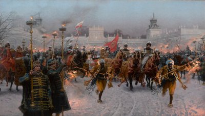 ジョンIIIソビエスキーとマリエンシエンカのウィラノーから出発、1897年。 作： Jozef Brandt
