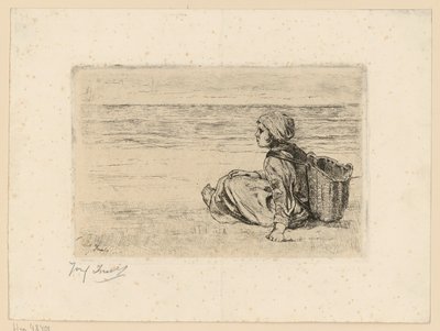 背負い籠を背負った浜辺の少女 作： ジョゼフ・イスラエル