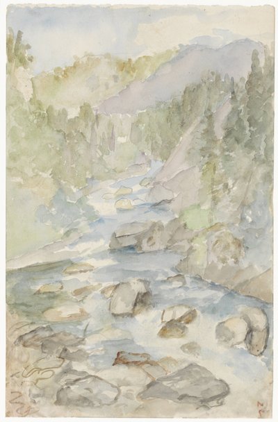 小川のある山の風景 作： Jozef Israëls