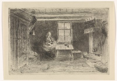 母と子のいるインテリア 作： Jozef Israëls