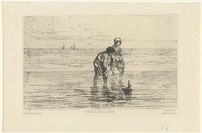 ビーチでボートで遊ぶ子供たち Enfants sur la plage (オブジェクトのタイトル) 作： Jozef Israëls