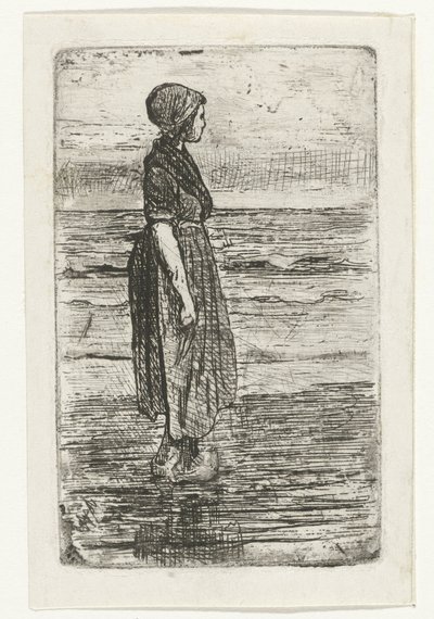 ビーチで立っている女性 作： Jozef Israëls