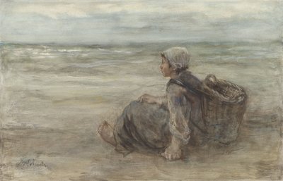 ビーチで漁師の女の子 作： Jozef Israëls