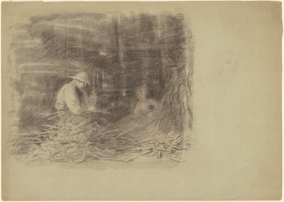 とうもろこしの殻をむく農民 [直訳] 作： Jr. Enoch Wood Perry