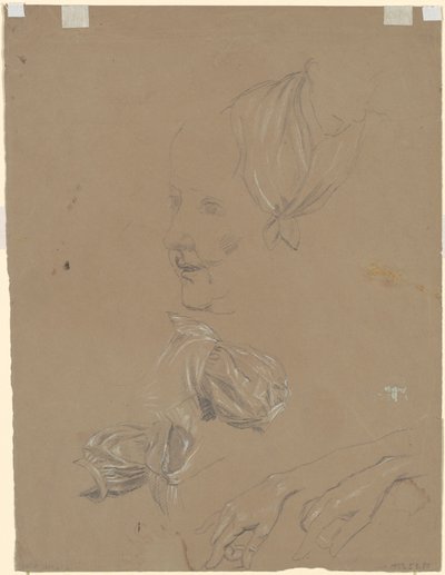 女性と彼女のドレスの習作 [裏面] 作： Jr. Enoch Wood Perry
