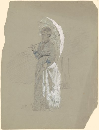 日傘を持つ女性 作： Jr. Enoch Wood Perry