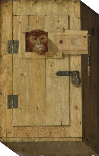 木製の箱の猿 作： Jòsef Trajtler