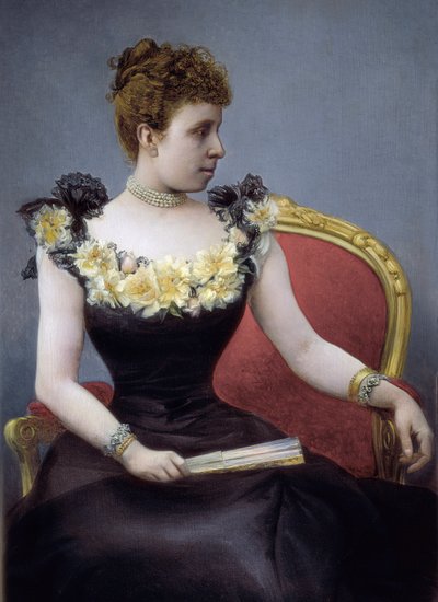 ハプスブルク家のマリア・クリスティーナ (1858-1929) として知られるテッシェンのマリア・クリスティーナの肖像、オーストリア大公、アルフォンソ 12 世の妻、19 世紀後半から 20 世紀初頭 (絵画) 作： Juan Aldaz Y Sancho