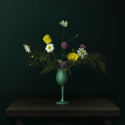 「ワイルドフラワーの花瓶」静物画 作： 