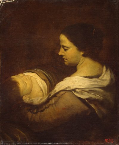眠っている子供を持つ女性、c。 1660年。 作： Juan Bautista Martinez Del Mazo