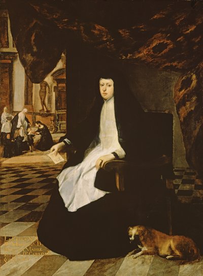喪中のスペインのマリアナ女王（1631年生）の肖像 作： Juan Bautista Martinez Del Mazo