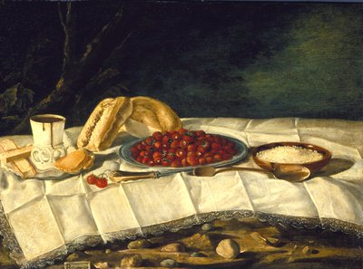 イチゴとチョコレートのある静物、1775-1790年頃 作： Juan Bautista Romero