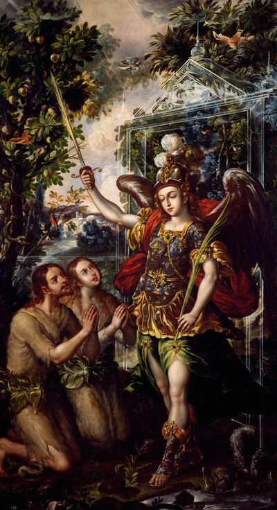 楽園から追放されたアダムとイヴ、フアン・コレア作（1646年頃～1716年頃） 作： Juan Correa