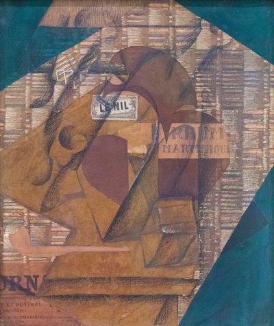 ラム酒と新聞のボトル 作： Juan Gris