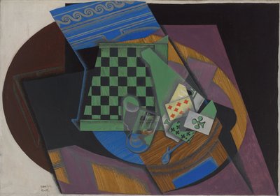 チェッカーボードとトランプ、1915 作： Juan Gris