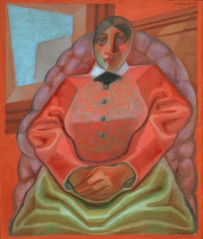 肘掛け椅子の女性 作： Juan Gris