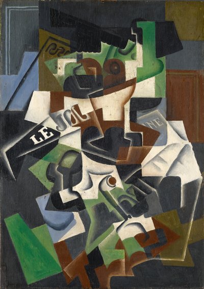 フルーツボウル、パイプ、ジャーナル 作： Juan Gris