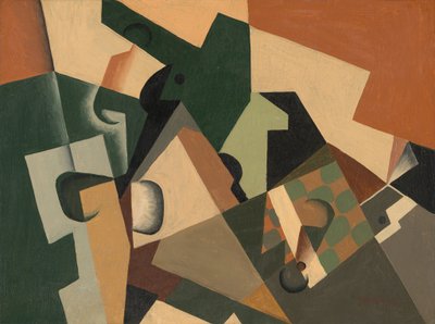 ガラスと市松模様、c。 1917年。 作： Juan Gris