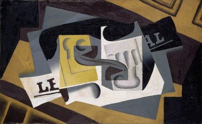 ガラスと新聞 作： Juan Gris