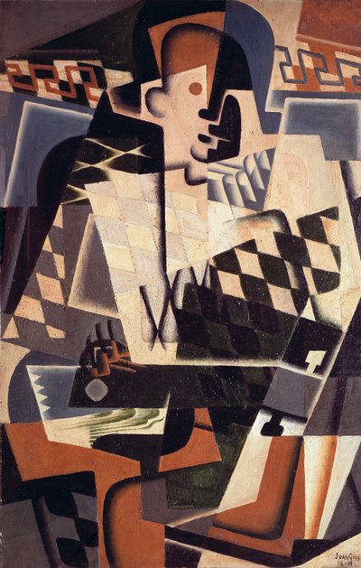 ギターとハーレクイン、1917 作： Juan Gris