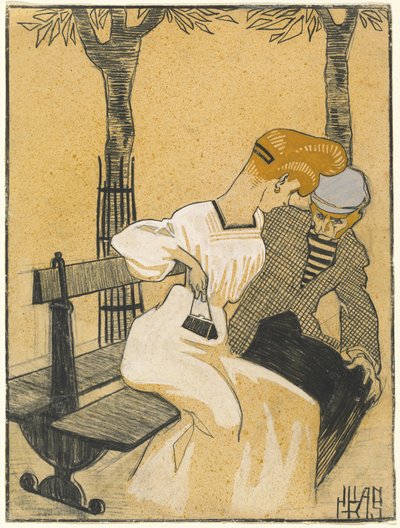 男と女のベンチ 作： Juan Gris