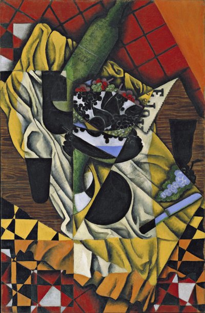 フアン・グリ（1887-1927）の絵画「ブドウとワイン」 1913年 ニューヨーク近代美術館 作： Juan Gris