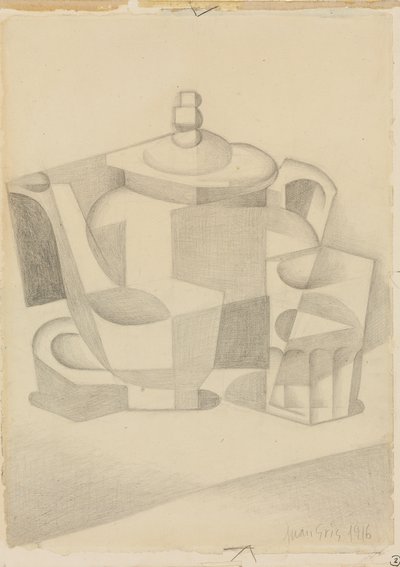ティーポットのある静物。ネイチャーモートアラザイエール、1916 作： Juan Gris