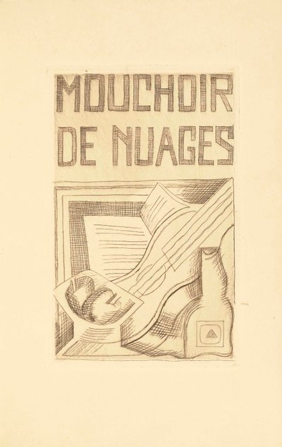 Tristan Tzara（1896-1963）1925による雲のハンカチのタイトルページ 作： Juan Gris