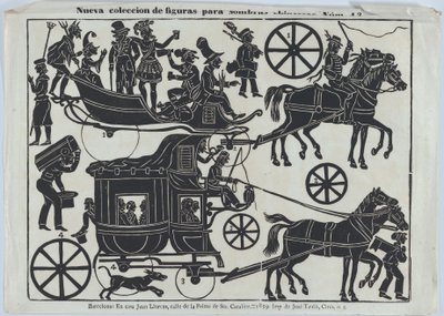 中国の影絵人形の図のシート 13、1859 年。 作： Juan Llorens