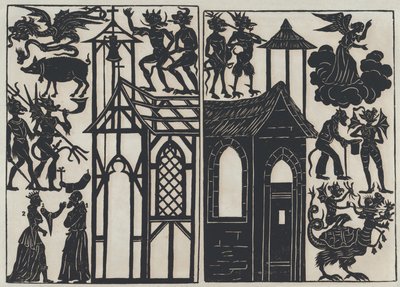 中国の影絵人形の図のシート 5、1859 年。 作： Juan Llorens