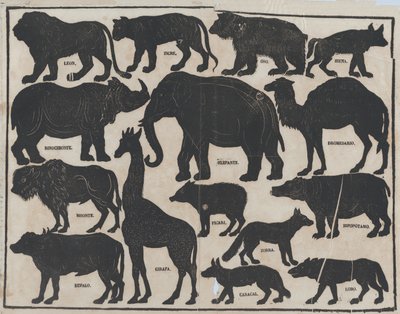 中国の影絵人形の図のシート 5、約。 1850～70年。 作： Juan Llorens