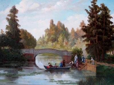 スペイン語：Antigua laguna del parque Cousiño クシーニョ公園の古池 作： フアン・モチ