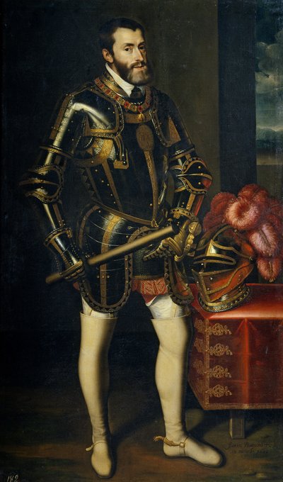 スペインのチャールズ5世の肖像1500-1558、1605 作： Juan Pantoja de la Cruz