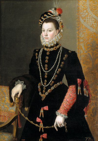 スペイン語  La reina Isabel de Valois, tercera esposa de Felipe II ヴァロワ王妃エリザベート、フィリップ2世の第3夫人 作： Juan Pantoja de la Cruz