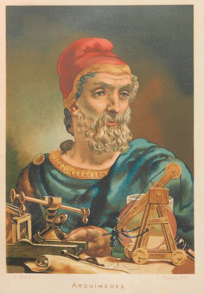 シラクサのアルキメデス。 出典: 科学とその人々、1879 年。 作： Juan Planella y Rodríguez