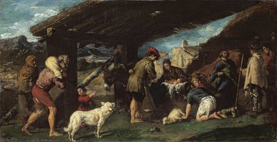 羊飼いの崇拝 - フアン・リバルタ（1597-1628）による絵画、銅に油彩、1620年頃 作： Juan Ribalta
