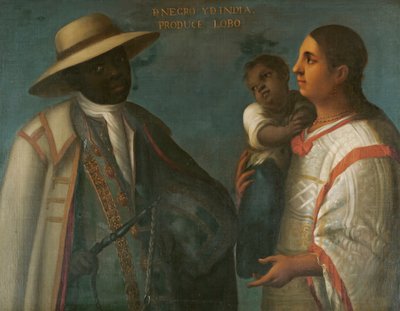 黒人とインド人がオオカミを生産する、1715年 作： Juan Rodríguez Juárez