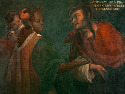 インディアンとオオカミが空中でのホールドグリフォを作り出す、c.1715 作： Juan Rodríguez Juárez