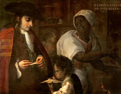 スペイン人と黒人によるムラートの生産、1715年 作： Juan Rodríguez Juárez