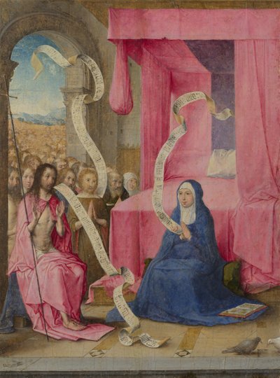 旧約聖書の贖いとともに聖母に現れたキリスト、c。 1500 作： Juan de Flandes