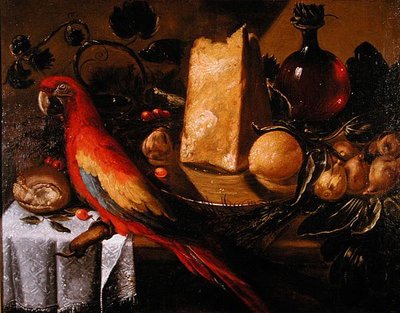 オウム（コンゴウインコ）のいる静物画（油彩・キャンバス 作： Juan de Labrador