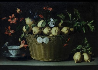 籐の籠に入ったレモンのある静物 1643-49年頃 油彩・カンヴァス 作： Juan de Zurbaran